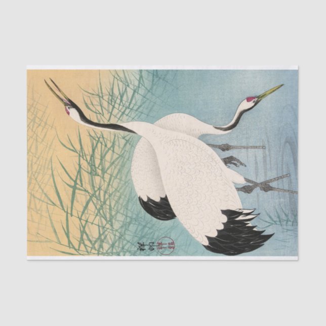 Two Cranes by Ohara Koson Tissue Paper (Front)
