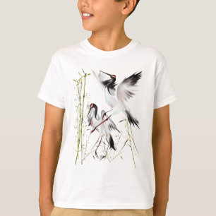 Two Cranes In Bamboo Shirts