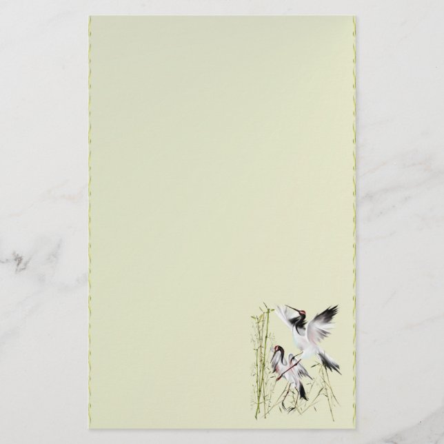 Two Cranes In Bamboo stationary Stationery (Front)