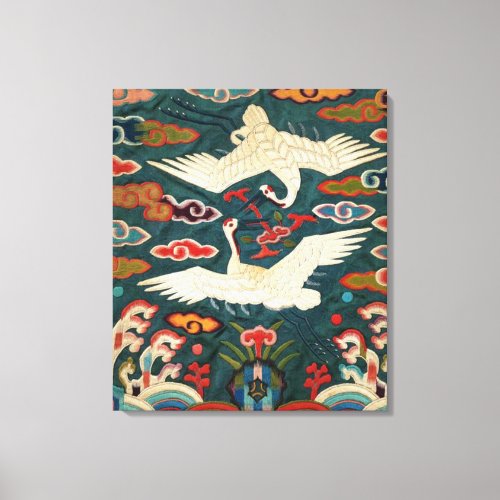 Two Cranes in the CloudsJoseon Dynasty Rank Badg Canvas Print