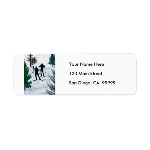 Two Cross Country Skiers Label