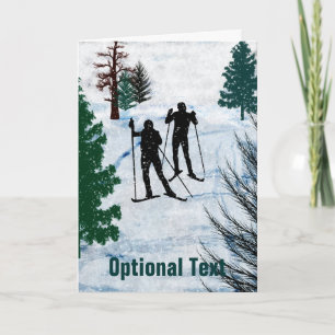 Two Cross Country Skiers Snow Storm - Customizable Invitation