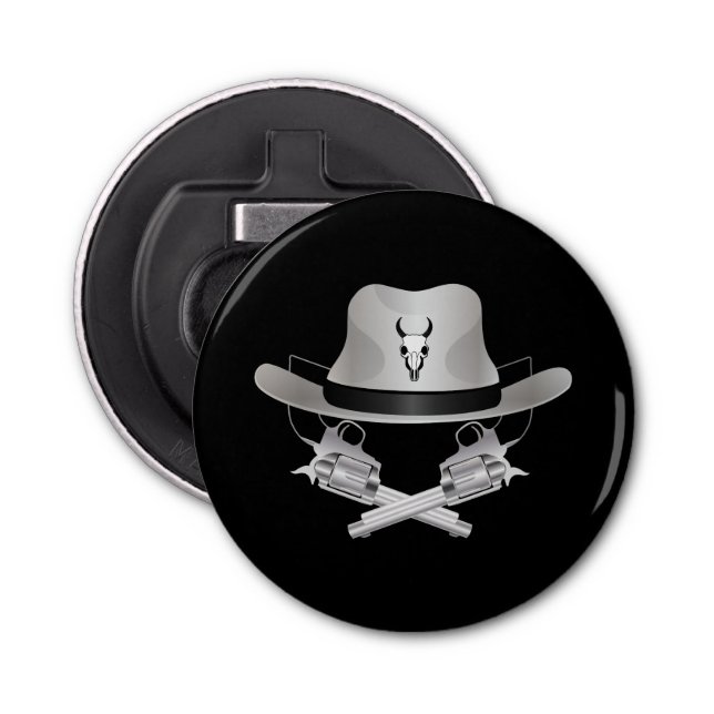 Two crossed guns and hat bottle opener (Front)