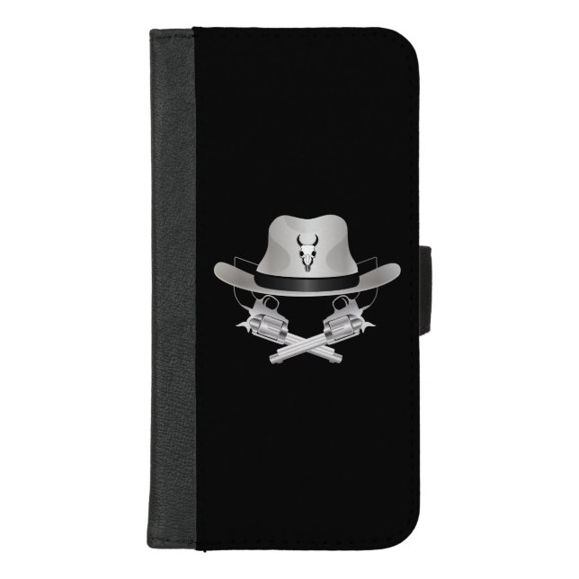 Two crossed guns and hat iPhone wallet case (Front)