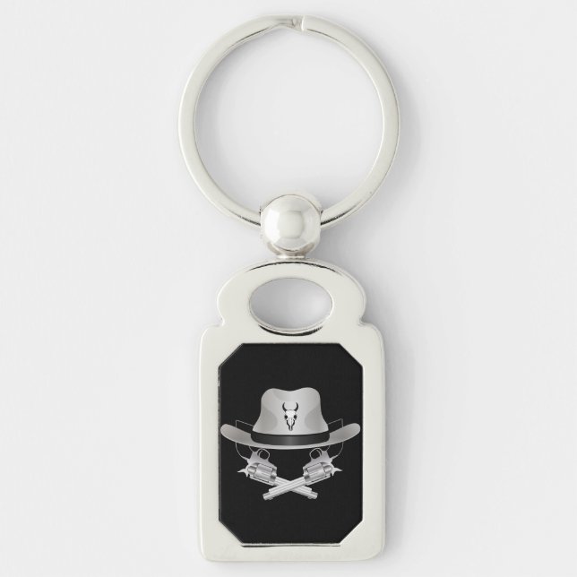 Two crossed guns and hat keychain (Front)
