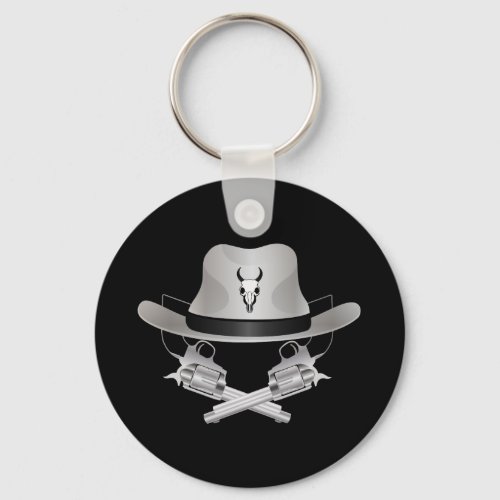 Two crossed guns and hat keychain