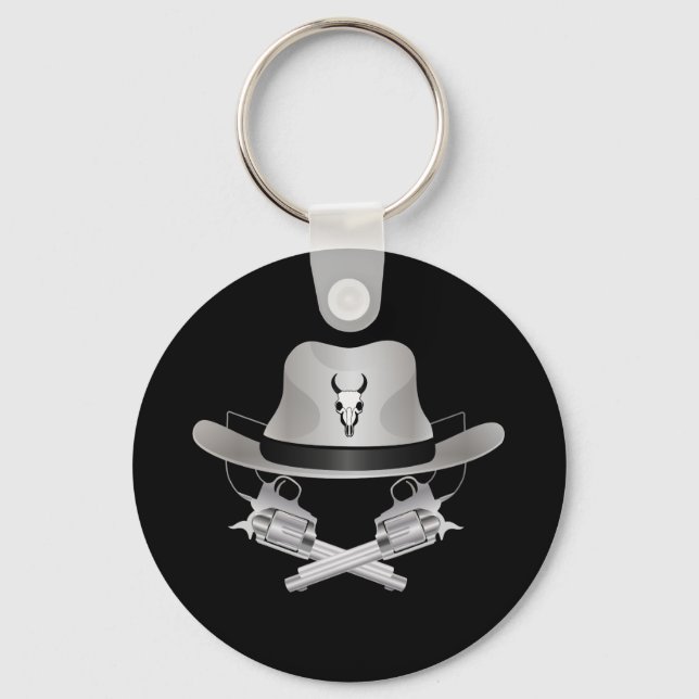 Two crossed guns and hat keychain (Front)