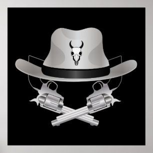 Two crossed guns and hat poster