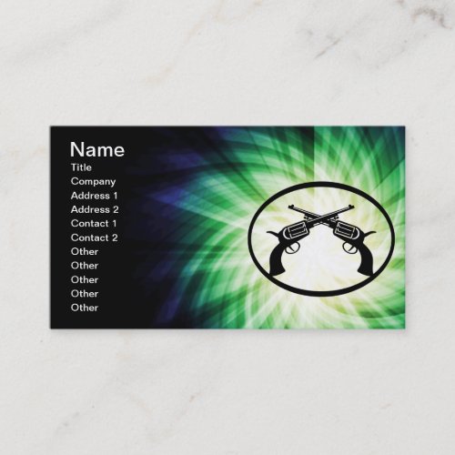 Two Crossed Pistols; Glowing Business Card Templates