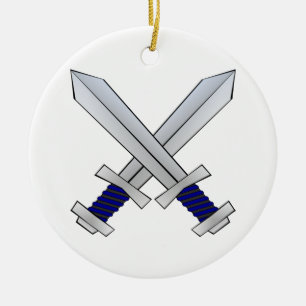 Two Crossed Swords Ceramic Ornament