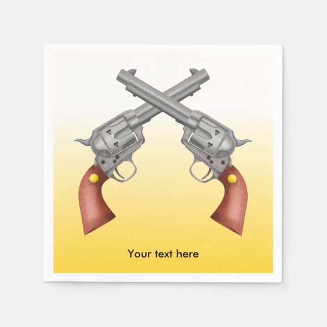 Two Crossed Westen Pistols Paper Napkins (Front)