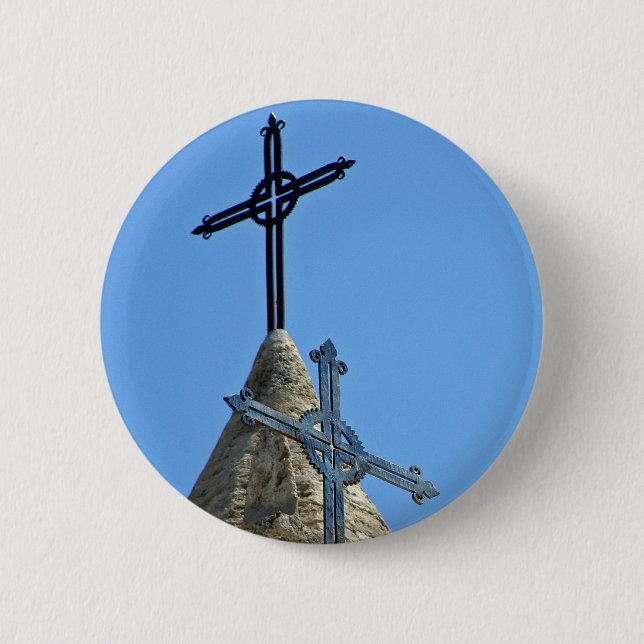 Two crosses pinback button (Front)