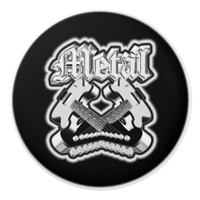 Two crossing guitars ceramic knob (Front)