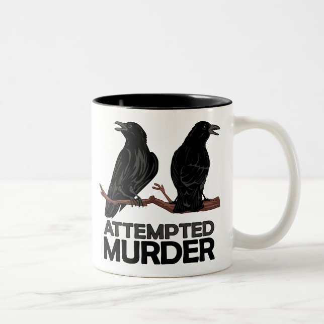 Two Crows = Attempted Murder Two-Tone Coffee Mug (Right)