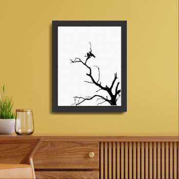 Two Crows In Winter Tree Minimalist Bw Photography Framed Art by ArtLoversCafe at Zazzle