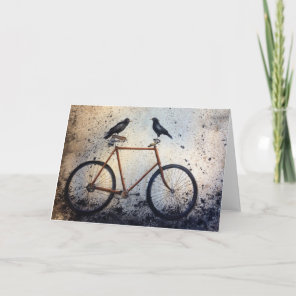 Two crows on a vintage bike blank notecards