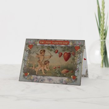Two Cupid With Bow Shooting At Hearts. Holiday Card by VintageStyleStudio at Zazzle