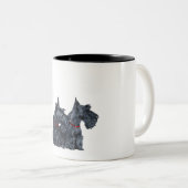 Two Curious Scottish Terriers Two-Tone Coffee Mug (Front Right)