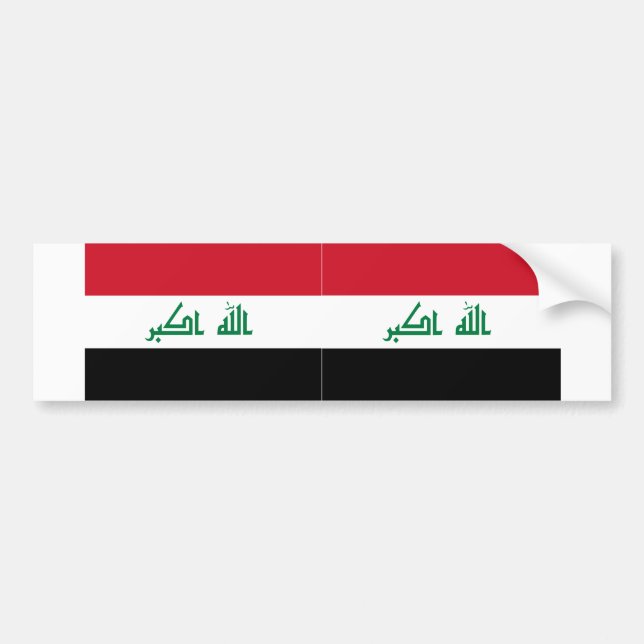 TWO Current National Flag of Iraq Bumper Sticker (Front)