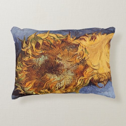 Two Cut Sunflowers by Vincent van Gogh Accent Pillow