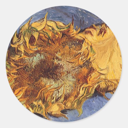 Two Cut Sunflowers by Vincent van Gogh Classic Round Sticker