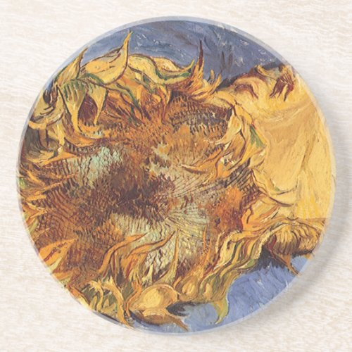 Two Cut Sunflowers by Vincent van Gogh Drink Coaster