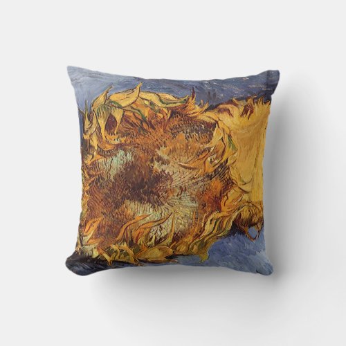 Two Cut Sunflowers by Vincent van Gogh Throw Pillow