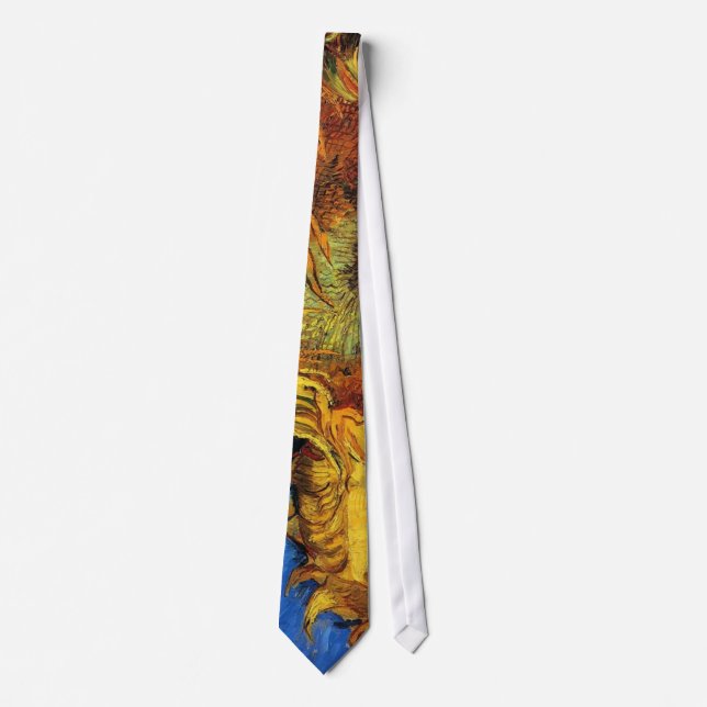Two Cut Sunflowers Van Gogh Fine Art Neck Tie (Front)