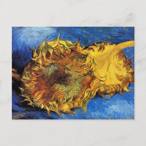 Two Cut Sunflowers Van Gogh Fine Art Postcard