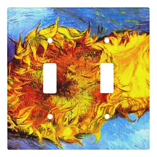Two Cut Sunflowers Van Gogh Light Switch Cover (Front)