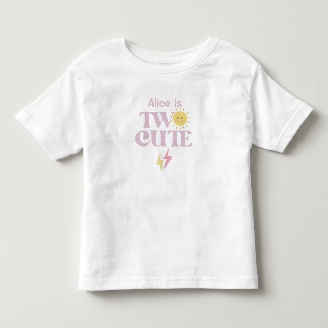 Two Cute – 2nd Birthday T-Shirt for Toddler Girls (Front)