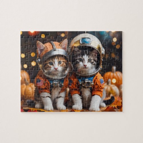 Two Cute Astronaut Kittens in Spacesuits Jigsaw Puzzle