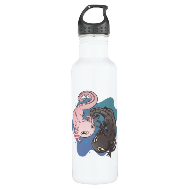 Two Cute Axolotls Animals Gift Stainless Steel Water Bottle (Front)