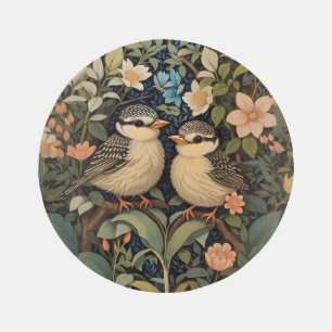 Two Cute Baby Birds Beautiful Vintage Floral Rug