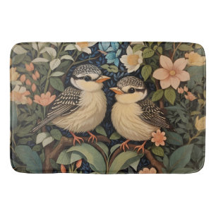 Two Cute Baby Birds Botanical Garden Bath Mat
