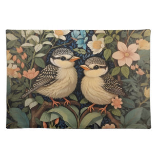 Two Cute Baby Birds Botanical Garden Cloth Placemat