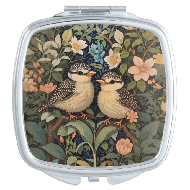 Two Cute Baby Birds Botanical Garden Compact Mirror (Front)