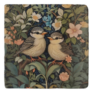 Two Cute Baby Birds Botanical Garden Trivet