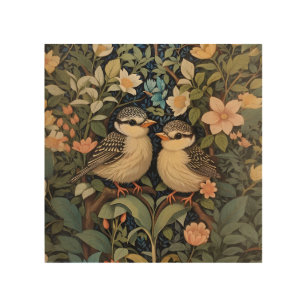 Two Cute Baby Birds Botanical Garden Wood Wall Art