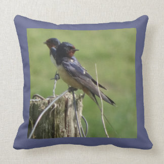 Two Cute Barn Swallows Cust. Throw Pillow