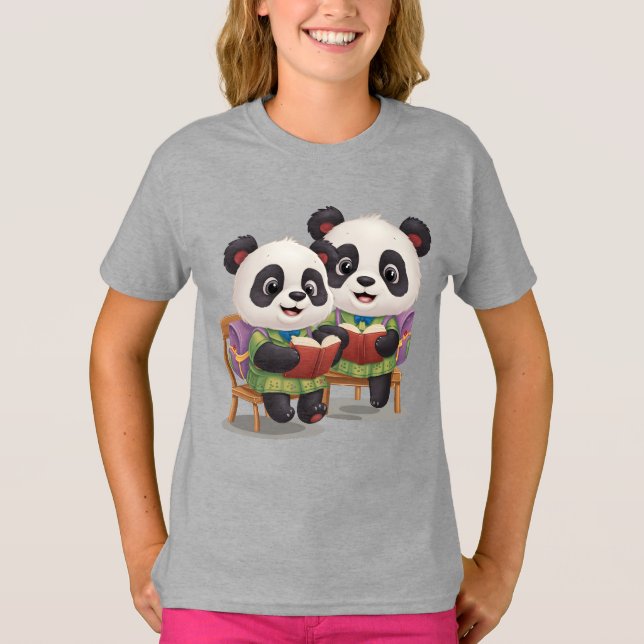 two Cute bear reading book  T-Shirt (Front)