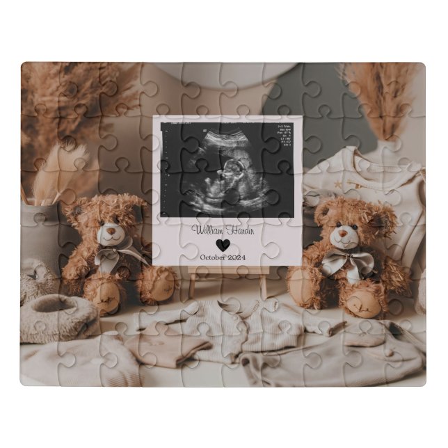 Two cute bears ultrasound pregnancy announcement jigsaw puzzle (Puzzle Horizontal)