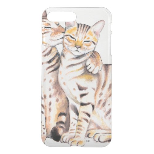 Two Cute Bengal Cats Watercolor art iPhone 8 Plus7 Plus Case