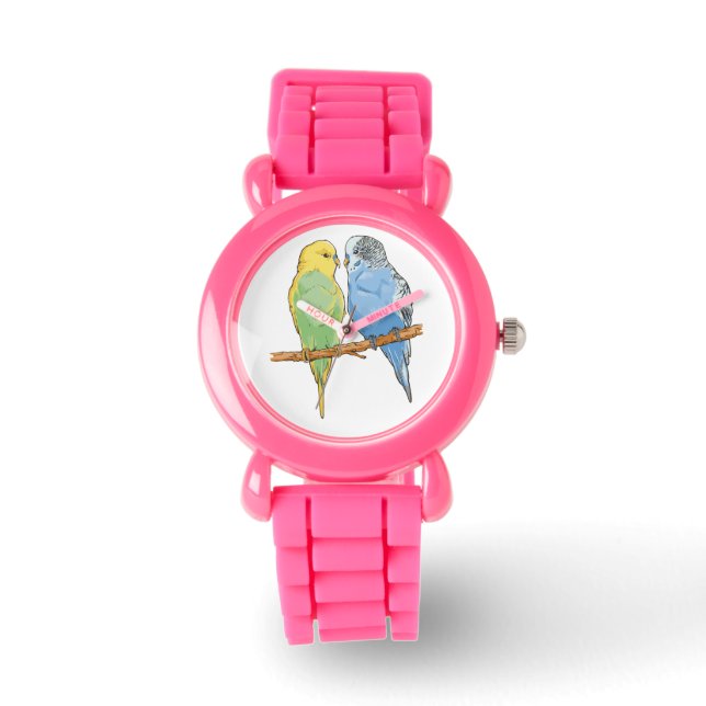 Two cute blue and green Budgies Watch (Front)