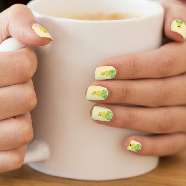 Two Cute Blue Pink Hatched Chicks Easter Eggs Minx Nail Wraps (Insitu - Mug)