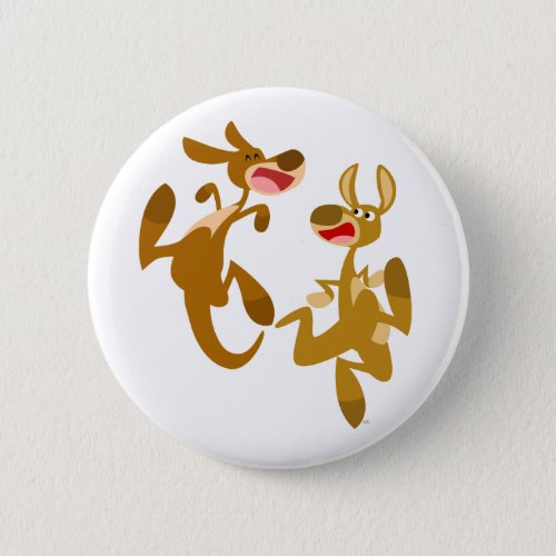 Two Cute Bouncy Cartoon Kangaroos Button