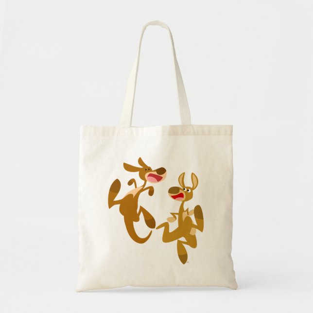 Two Cute Bouncy Cartoon Kangaroos Tote Bag (Front)
