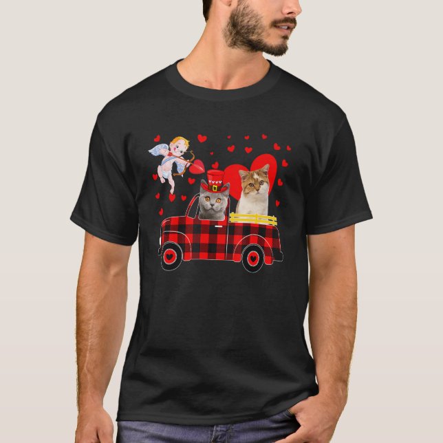 Two Cute British Shorthair Cats On Pickup Truck Va T-Shirt (Front)