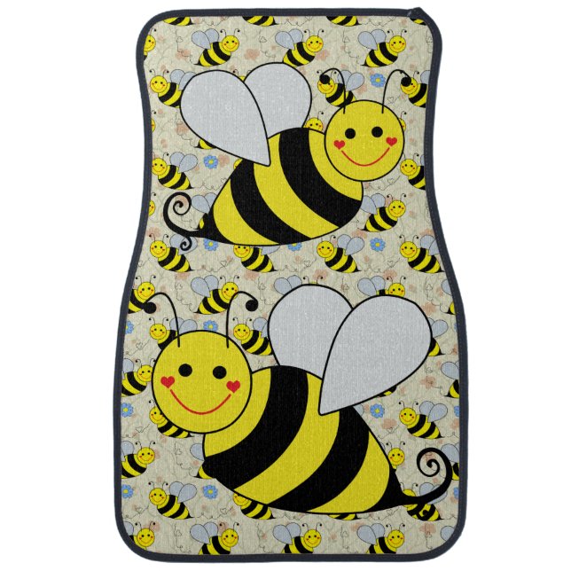 Two Cute Bumble Bees Car Mat (Front)