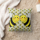 Two Cute Bumble Bees Throw Pillow (Blanket)